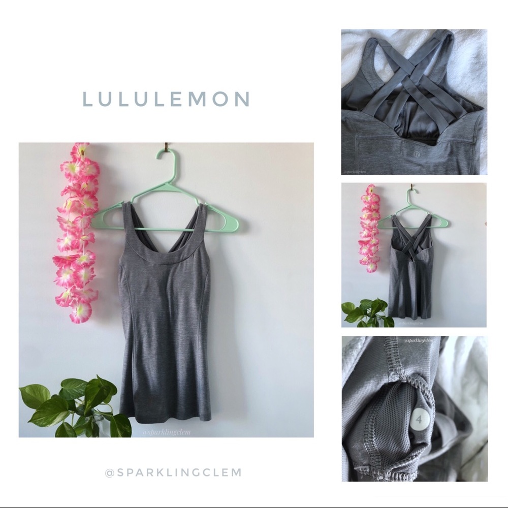 Lululemon tank criss-cross back w shelf bra+pads